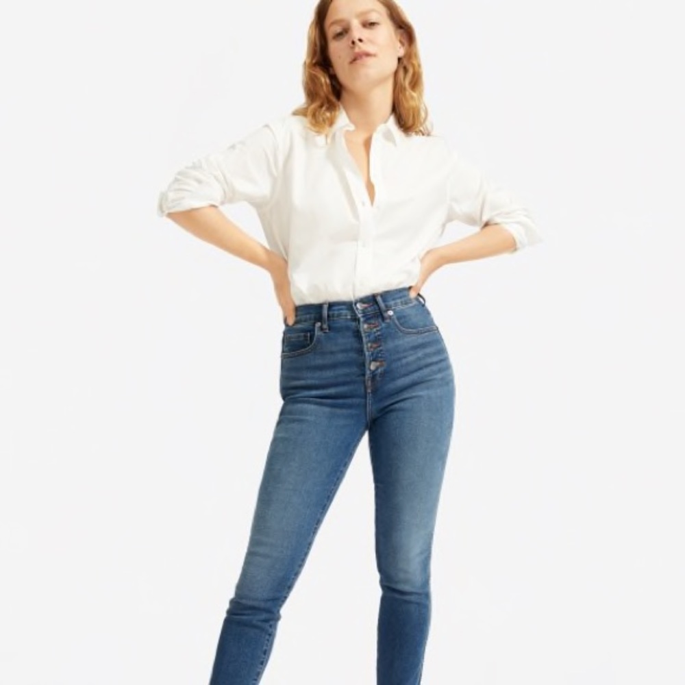 Everlane authentic stretch high rise button fly